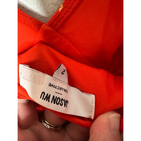 JASON WU x RTR Red Polka Dot Flutter Sleeves Retro Style Midi Dress Size 2 - Picture 10 of 15